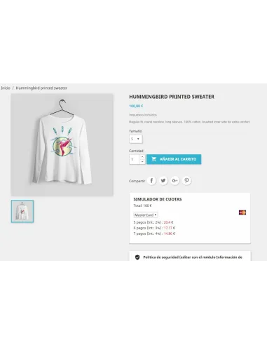 JCR ct (simulador cuotas con intereses) para PrestaShop 8 - frontoffice