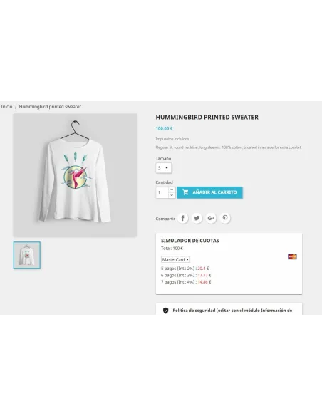 JCR ct (simulador cuotas con intereses) para PrestaShop 8 - frontoffice