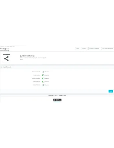 JCR rsocial - modulo gratis configuración en el BackOffice