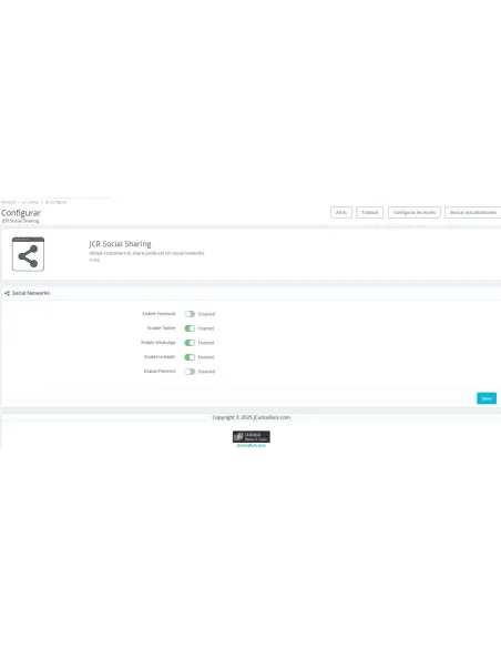 JCR rsocial - modulo gratis configuración en el BackOffice