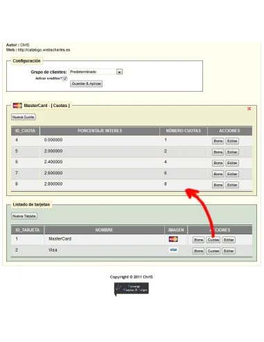 ChrlS ct Gestion de tarjetas