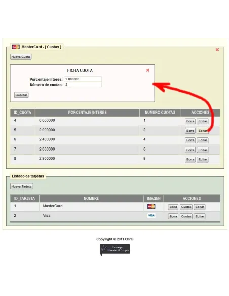 ChrlS ct Gestion de tarjetas