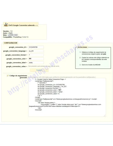 Módulo prestashop 1.6 Código de seguimiento para conversiones de Google Adwords