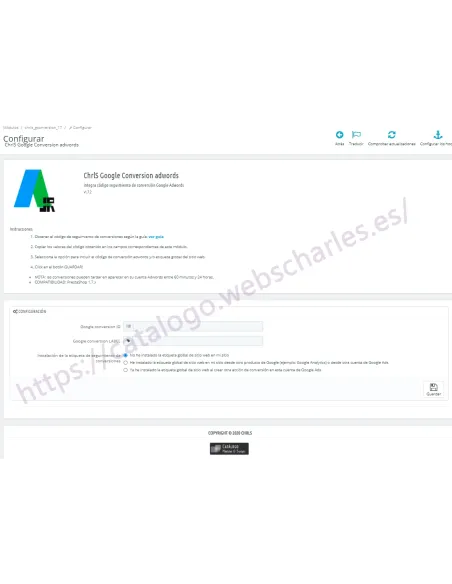 Módulo prestashop 1.7 Código de seguimiento para conversiones de Google Adwords